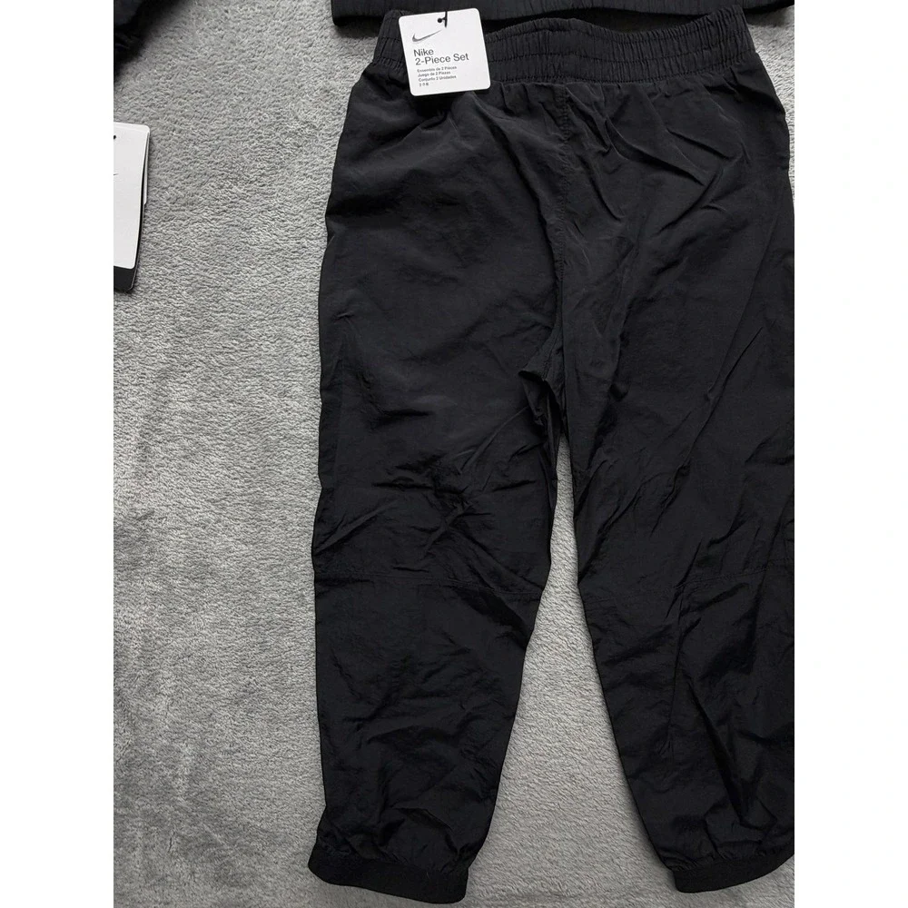 Nike Tracksuit Unisex Kids 5 Black Air 2 Piece Jacket Pants Set Nylon Zip‎